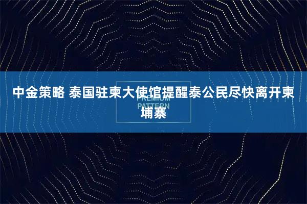 中金策略 泰国驻柬大使馆提醒泰公民尽快离开柬埔寨